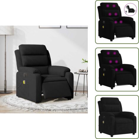 Silla de descanso - vidaXL Sillón reclinable de masaje eléctrico terciopelo negro - Silla con masaje