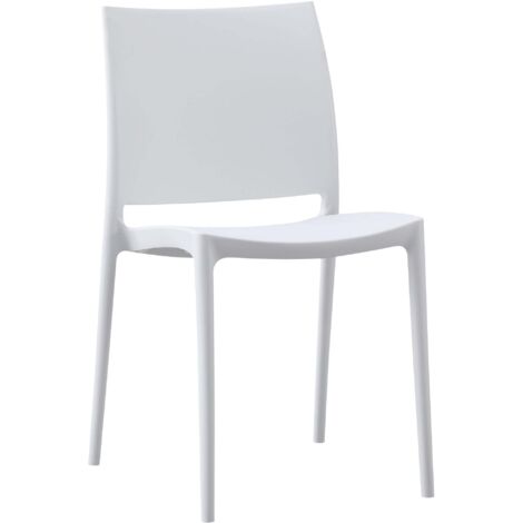 Silla de diseño apilable de plástico blanco resistente a los rayos UV: para jardín terraza e interior 100007895