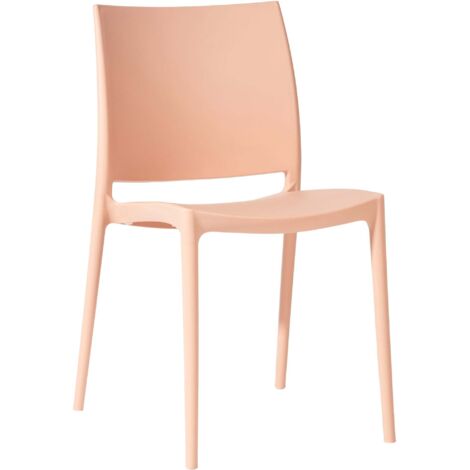 Silla de diseño apilable de plástico color melocotón resistente a los rayos UV: para jardín terraza e interior 100007896