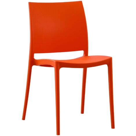 Silla de diseño apilable de plástico naranja resistente a los rayos UV: para jardín terraza e interior 100007893