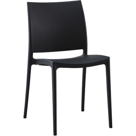Silla de diseño apilable de plástico negro resistente a los rayos UV: para jardín terraza e interior 100007894