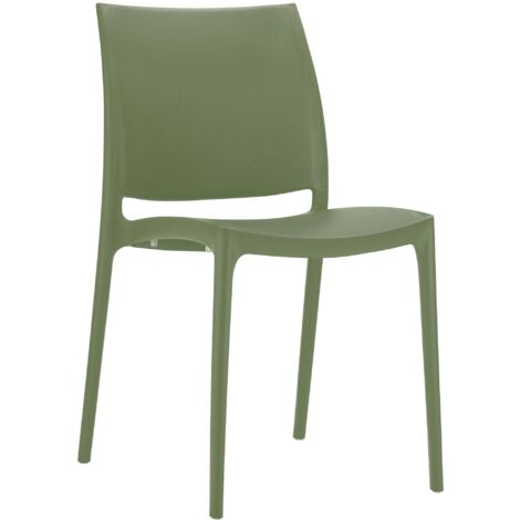 Silla de diseño apilable de plástico resistente a los rayos UV de color oliva para jardín terraza e interior 100007903
