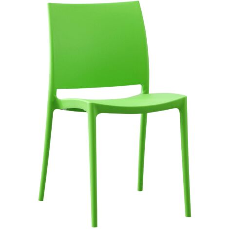 Silla de diseño apilable de plástico verde resistente a los rayos UV: para jardín terraza e interior 100007891