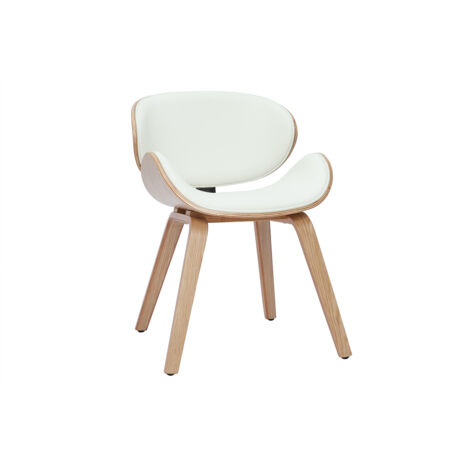 Silla de diseño blanca y madera clara WALNUT