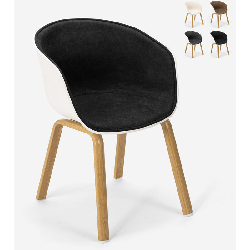 

Silla de diseño escandinavo de metal efecto madera para cocinas bar Bush | Negro