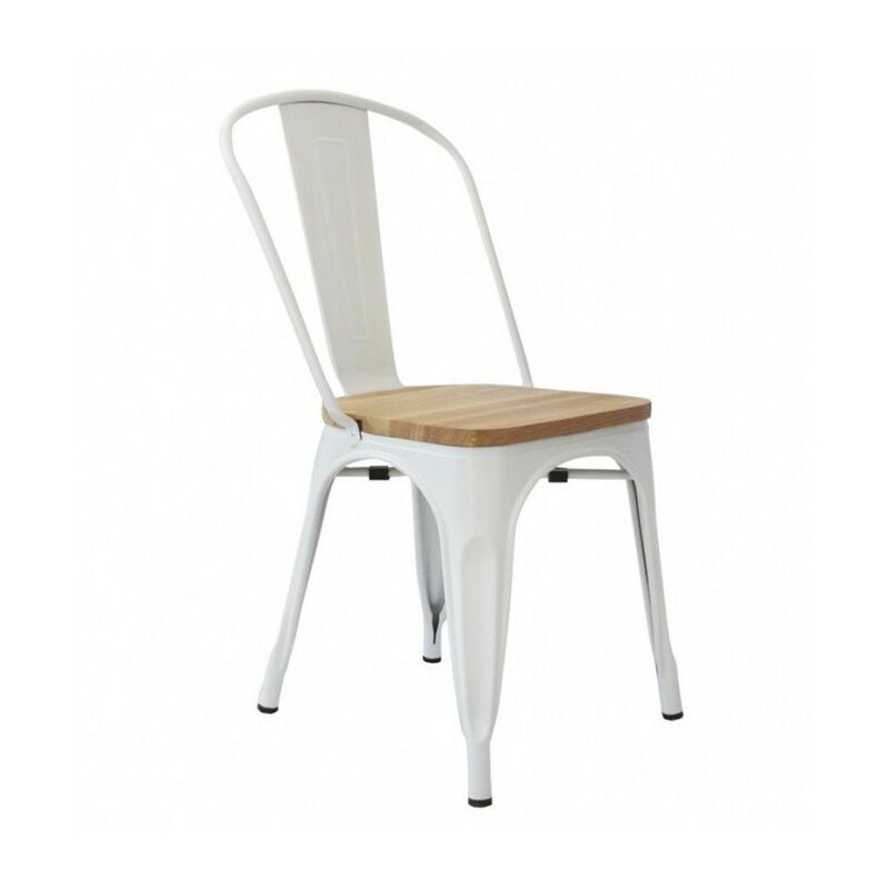 

Silla TOL, acero, madera, blanca