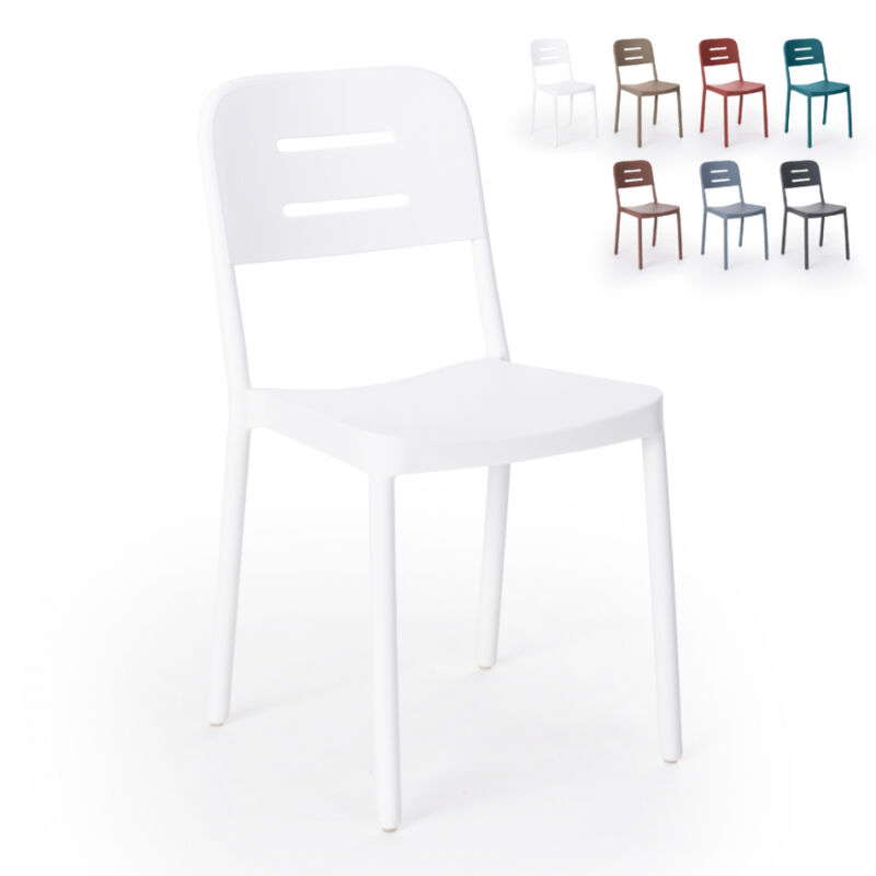

Silla de diseño moderno de polipropileno para bar, cocina, restaurante y jardín Mose | Blanco
