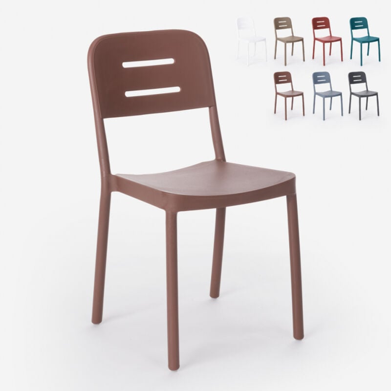 

Silla de diseño moderno de polipropileno para bar, cocina, restaurante y jardín Mose | Marrón