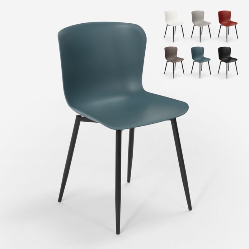 

Silla de diseño moderno en polipropileno y metal para cocina bar restaurante Chloe | Azul Marino