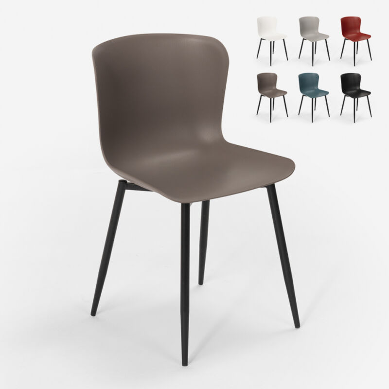 

Silla de diseño moderno en polipropileno y metal para cocina bar restaurante Chloe | Gris Oscuro