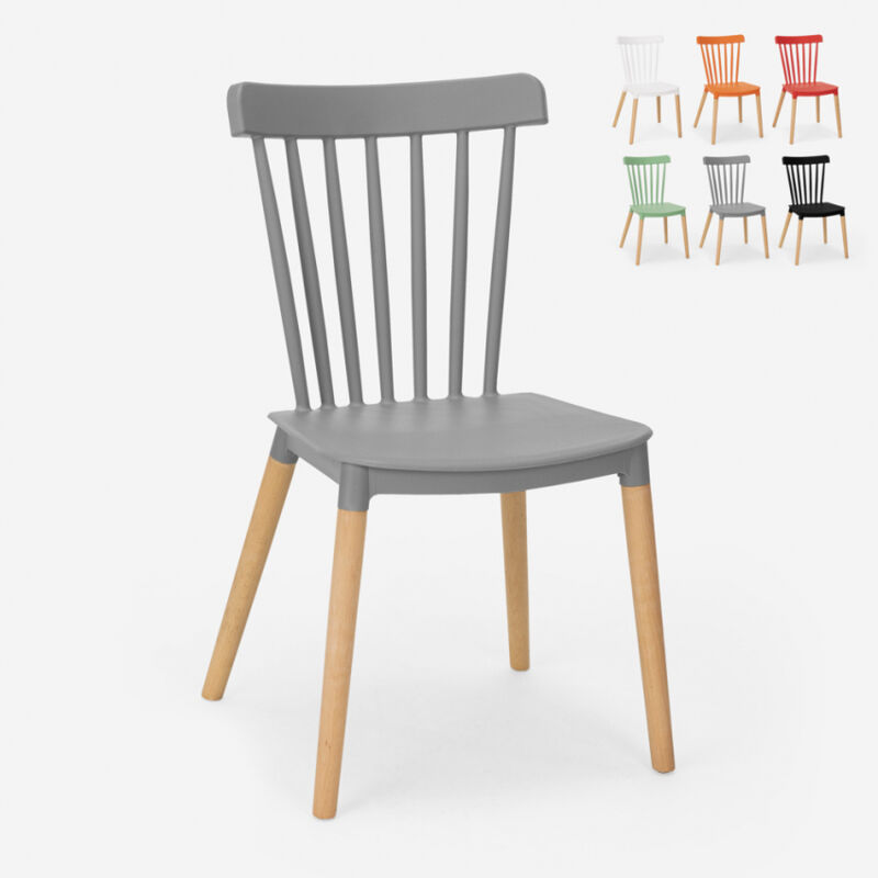 

Silla de diseño moderno en restaurante al aire libre de cocina de madera de polipropileno Lys | Gris