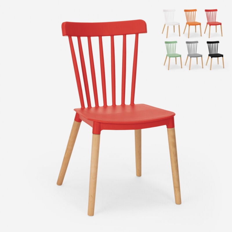 

Silla de diseño moderno en restaurante al aire libre de cocina de madera de polipropileno Lys | Rojo