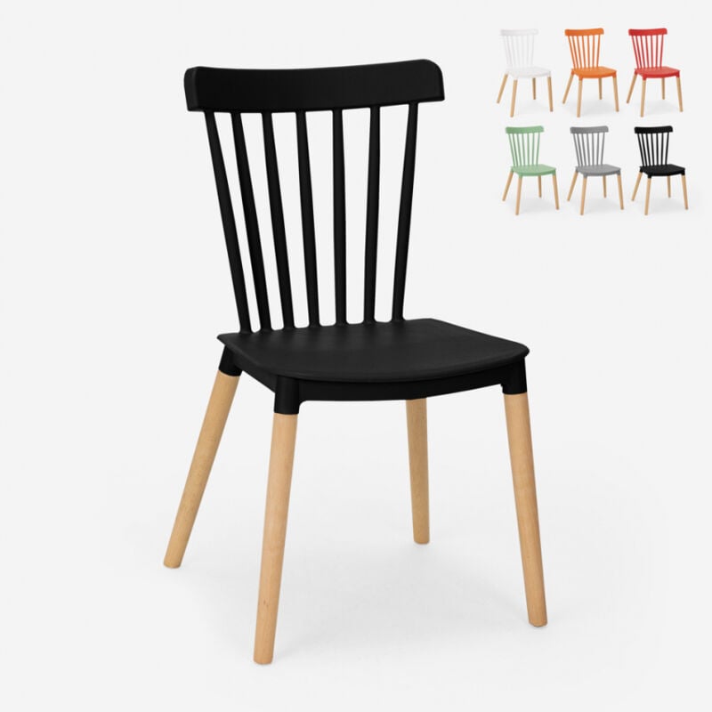 

Silla de diseño moderno en restaurante al aire libre de cocina de madera de polipropileno Lys | Negro