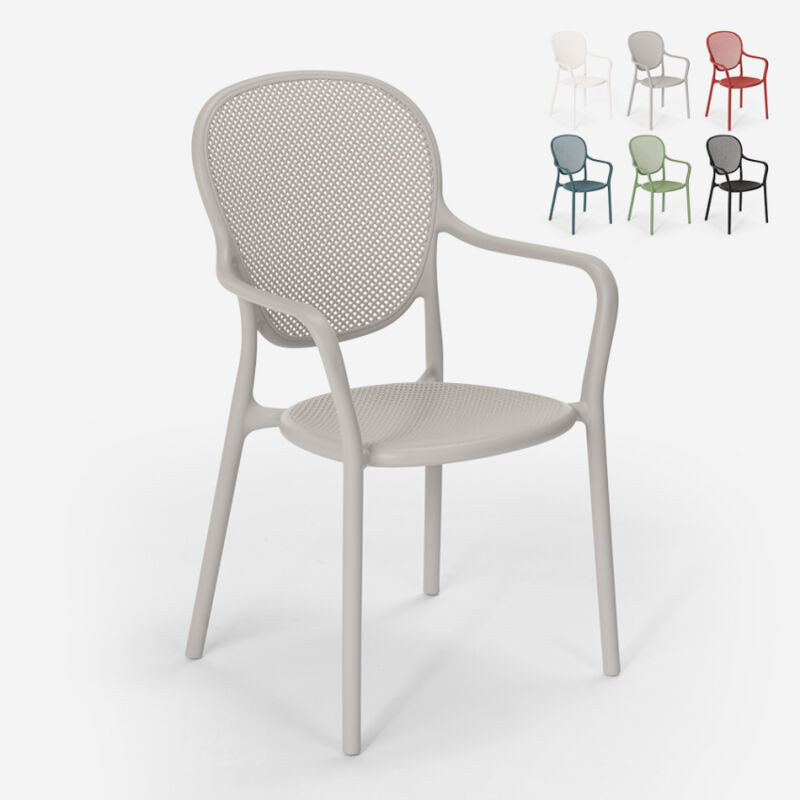 

Silla de diseño moderno para bar, restaurante y cocina al aire libre en polipropileno Clara | Gris
