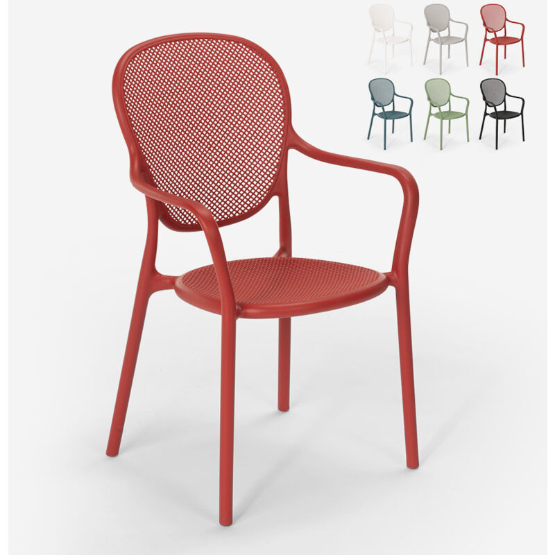 

Silla de diseño moderno para bar, restaurante y cocina al aire libre en polipropileno Clara | Rojo