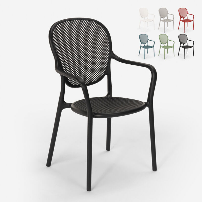 

Silla de diseño moderno para bar, restaurante y cocina al aire libre en polipropileno Clara | Negro