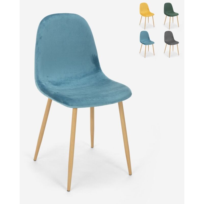 

Silla de diseño nórdica madera tela cocina bar restaurante Salmon | Azul Marino