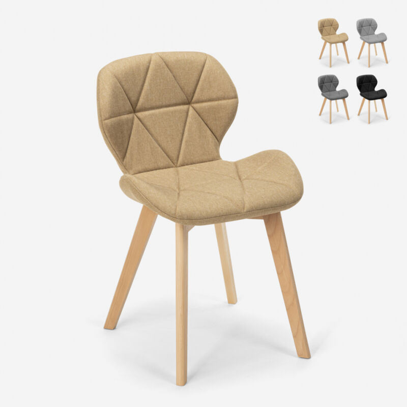 

Silla de diseño nórdico con patas de madera tela cocina bar restaurante Whale | Beige