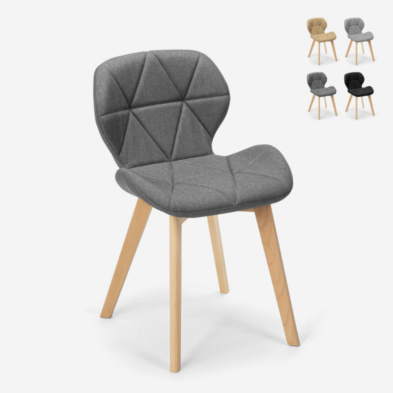 

Silla de diseño nórdico con patas de madera tela cocina bar restaurante Whale | Gris Oscuro