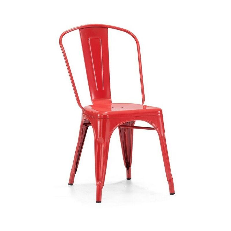 

Silla de diseño 'Tol' con estructura de acero pintada en rojo.