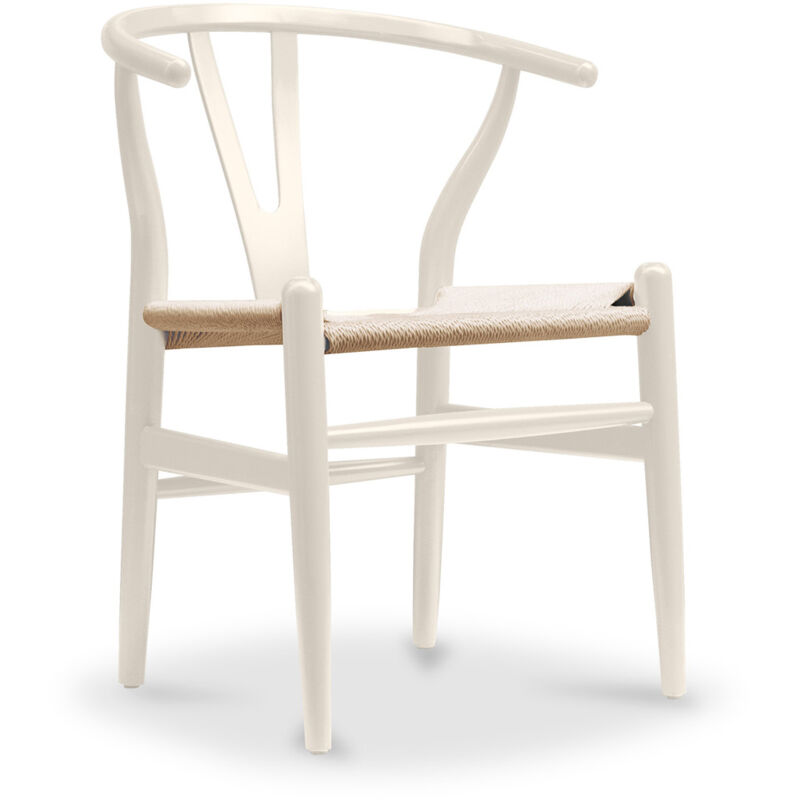 

Privatefloor - Silla de Comedor Escandinava de Madera con Asiento de cuerda - Wish Marfil Madera de Haya, Cuerda, Madera, Tela, Metal, Tela