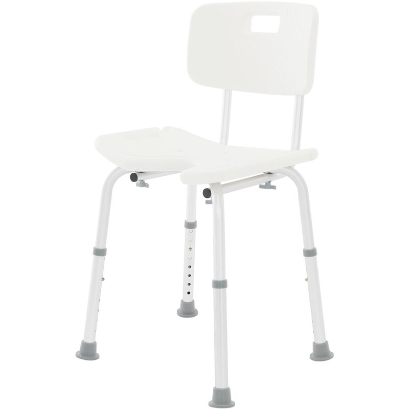 

Silla de ducha con respaldo taburete ayuda de baño antideslizante asiento blanco