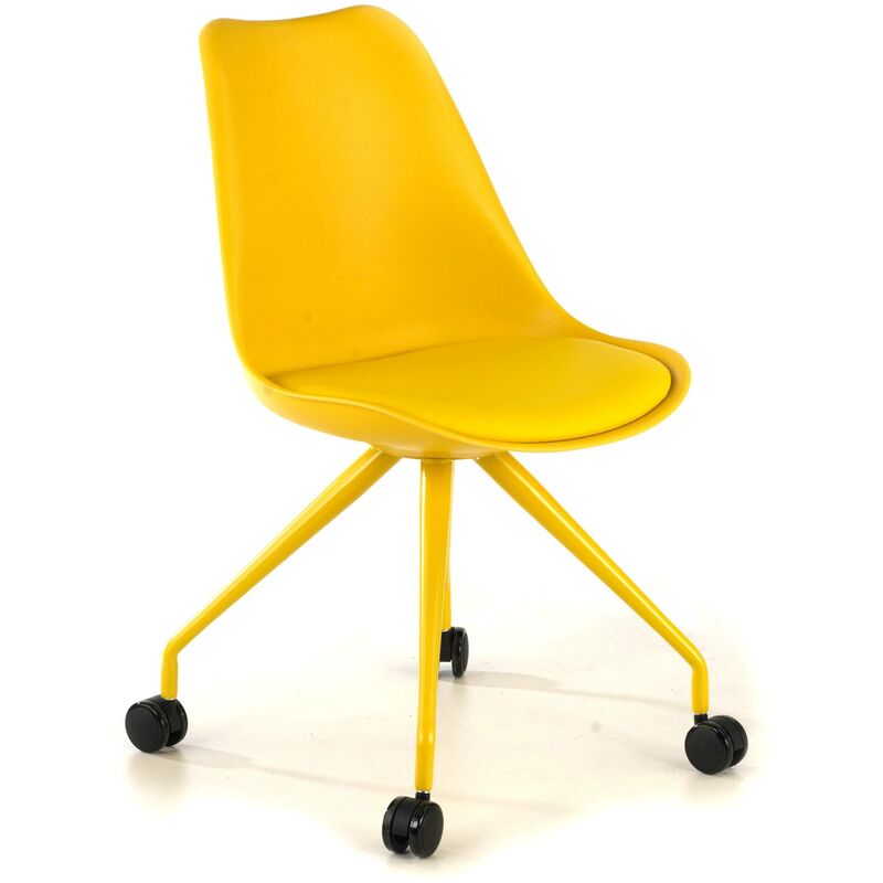 

Silla de escritorio Nordic, giratoria, con ruedas, color amarillo - amarillo