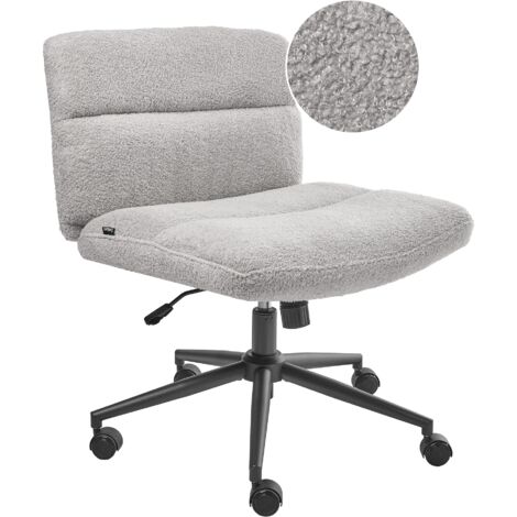 Silla de escritorio para oficina en casa tapizada en bouclé sin reposabrazos asiento neumático base giratoria inclinable gris claro Catlin