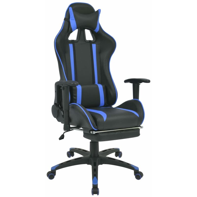 

Silla de escritorio Racing reclinable con reposapiés azul