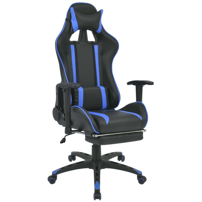 

Silla de escritorio Racing reclinable con reposapies azul