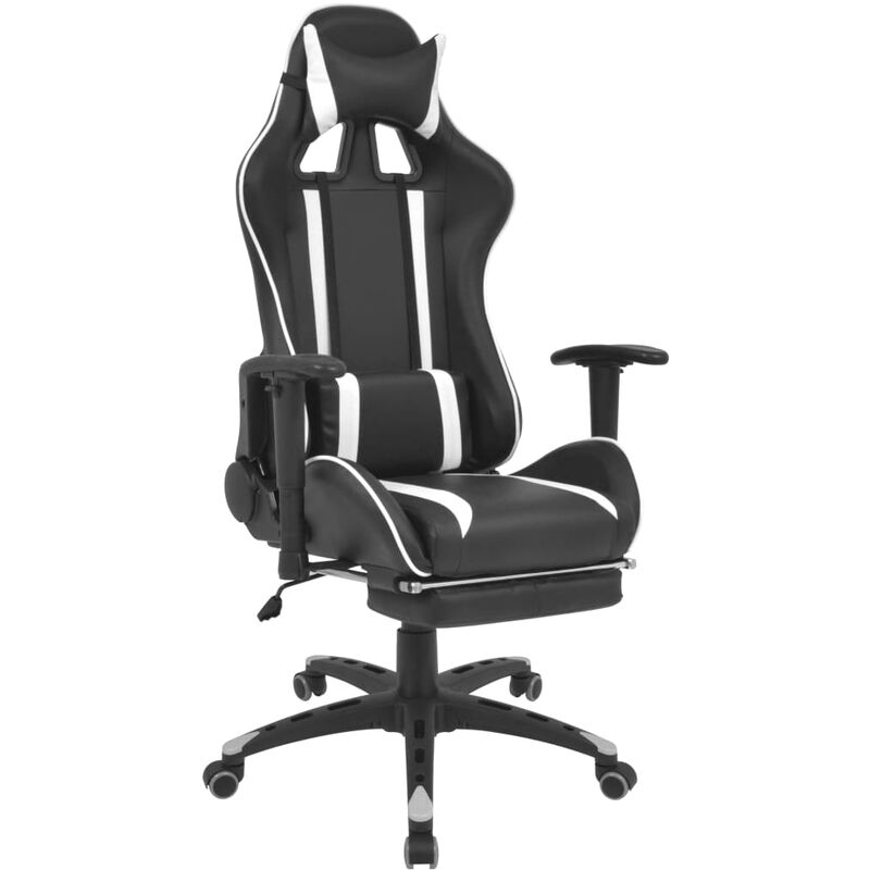 

Silla de escritorio Racing reclinable con reposapies blanca