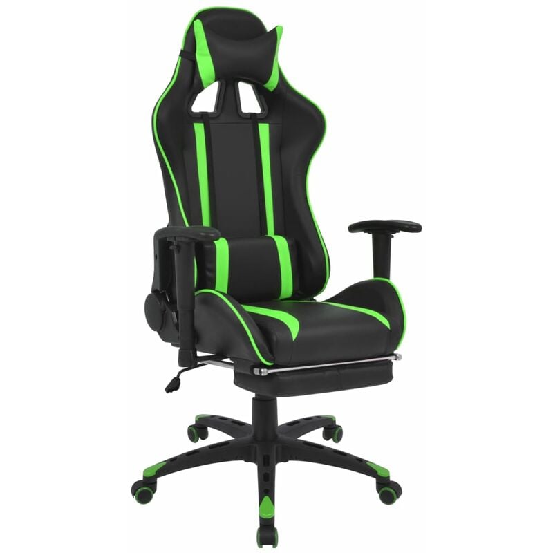 

Silla de escritorio Racing reclinable con reposapies verde