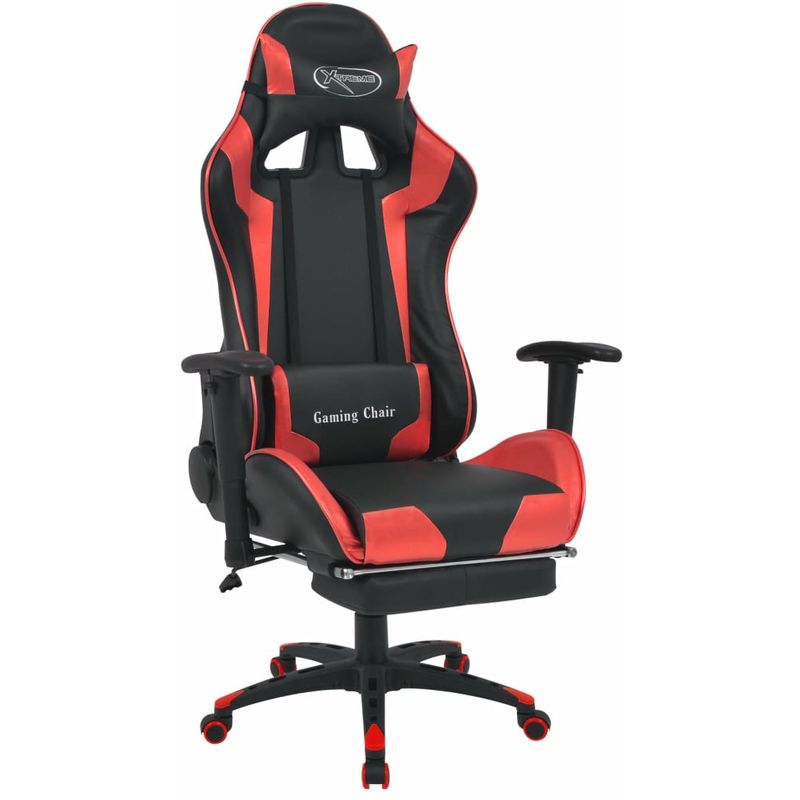 

Silla de escritorio reclinable Racing con reposapies roja