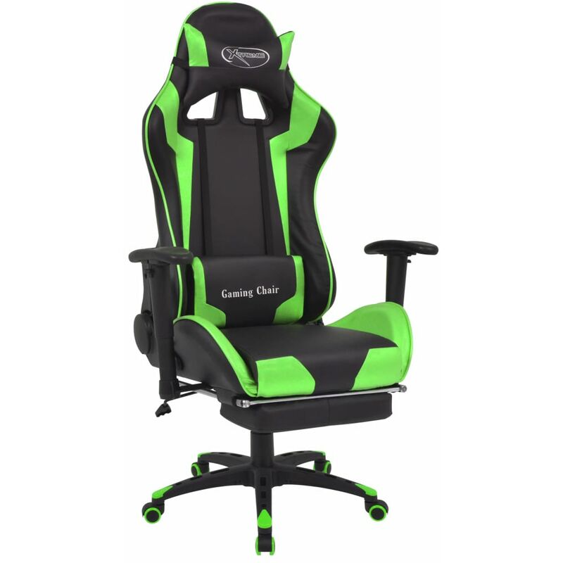 

Silla de escritorio reclinable Racing con reposapiés verde