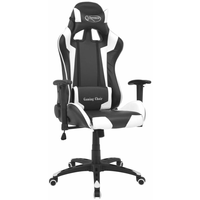 

Silla de escritorio reclinable Racing cuero artificial blanca