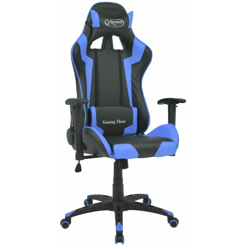 

Silla de escritorio reclinable Racing de cuero artificial azul