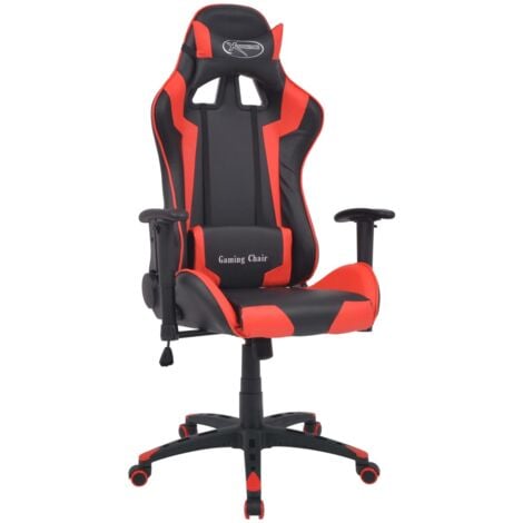 Silla de escritorio reclinable Racing de cuero artificial roja vidaXL - Rojo