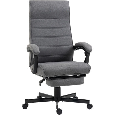 Silla de escritorio reclinable silla de oficina giratoria con altura ajustable reposapiés retráctil y reposabrazos carga 120 kg gris
