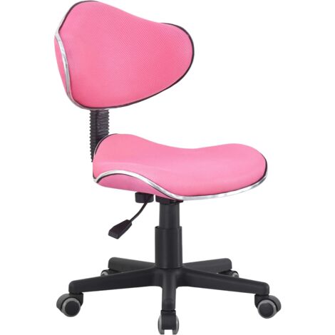 Silla de Escritorio, Silla de Estudio Juvenil, Altura Ajustable, Tejido Transpirable, Bambola Rosa 53x82-94x53 cm