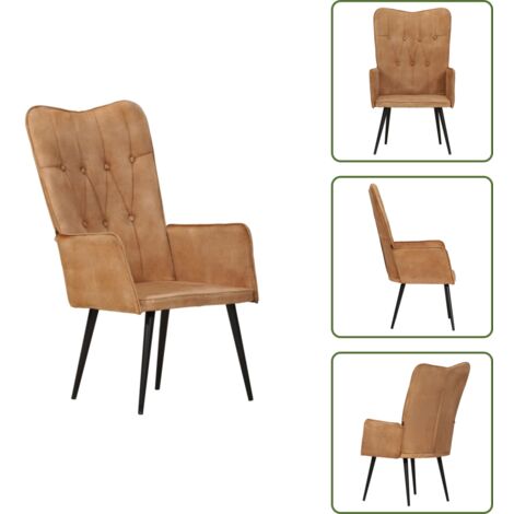 Silla de estar - vidaXL Sillón orejero de lona marrón - Silla de dormitorio