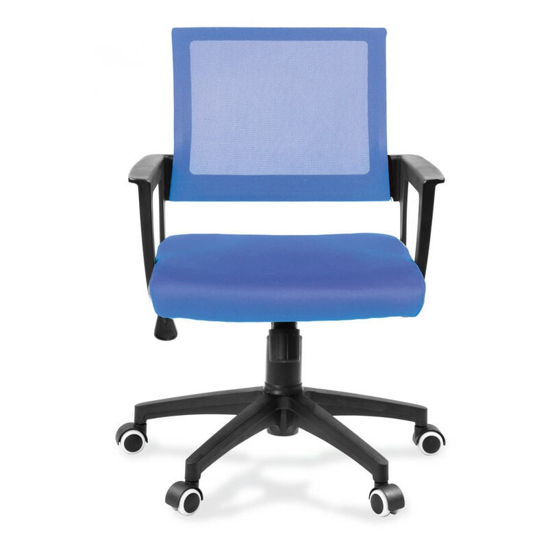 

Silla de oficina azul, con sistema basculante, estructura blanca y cromo. - Azul