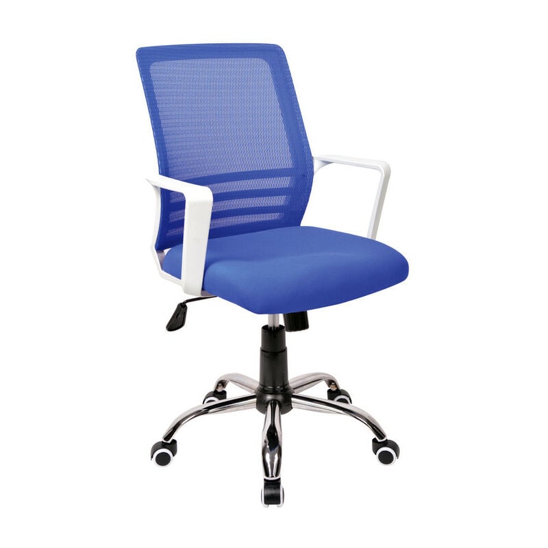 

Herdasa - Silla de oficina azul, basculante, estructura blanca y cromo. - Azul