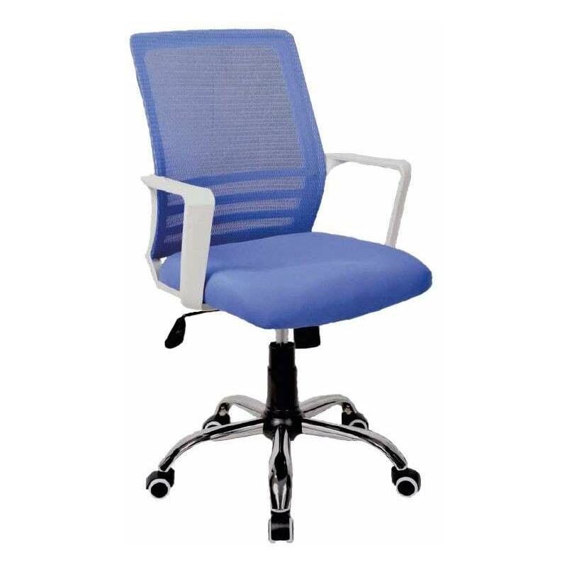 

Silla despacho giratoria elevable dos colores a elegir 55 cm(ancho) 92/102 cm(altura) 63 cm(fondo) Color AZUL-BLANCO