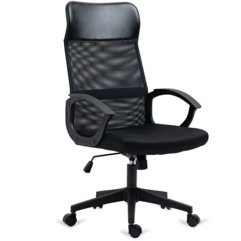 Silla de estudio con respaldo alto modelo Nueva Marsella acabado negro, 60cm(ancho ) 106-116cm(altura) 62cm(fondo)