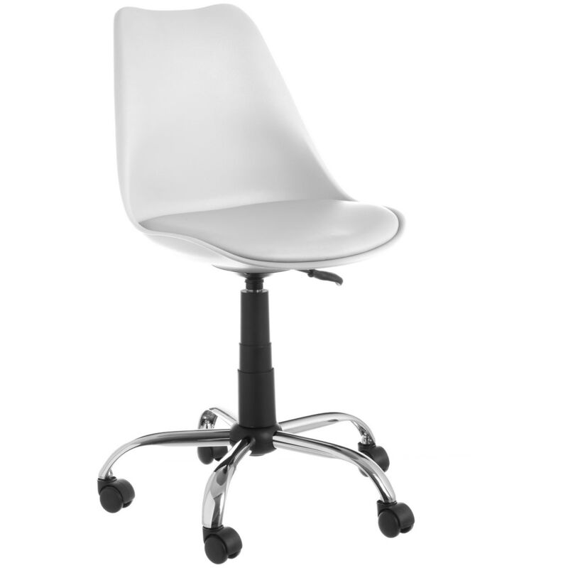

Silla de estudio giratoria blanca de PU de 48x54x90 cm
