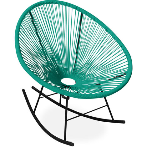 Silla de Exterior - Silla de Jardín Mecedora - Nueva edición - Acapulco Verde pastel - Acero, Mimbre sintético - Verde pastel