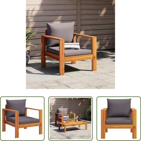 Silla de exterior -  Sillón de jardín con cojines madera maciza de acacia
