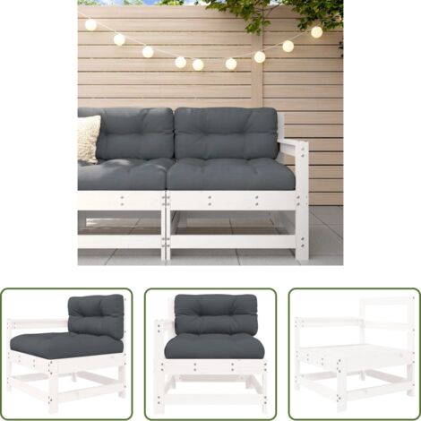 Silla de exterior -  Sillón de jardín con cojines madera maciza de pino blanco