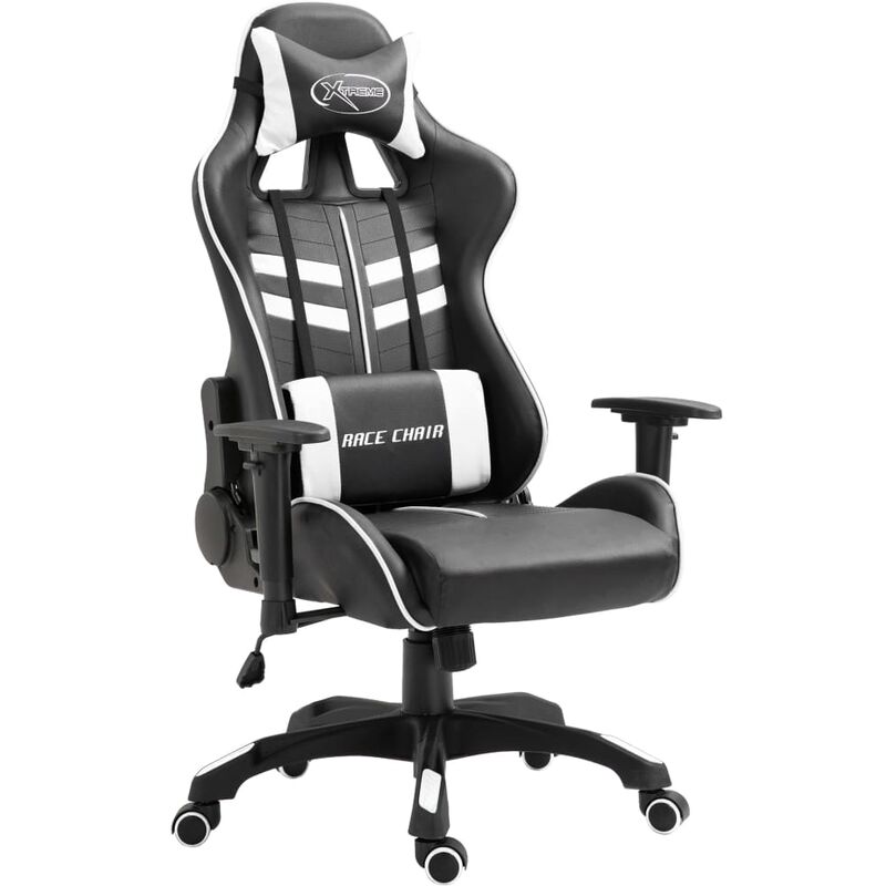 

Silla de gaming de cuero sintético blanco