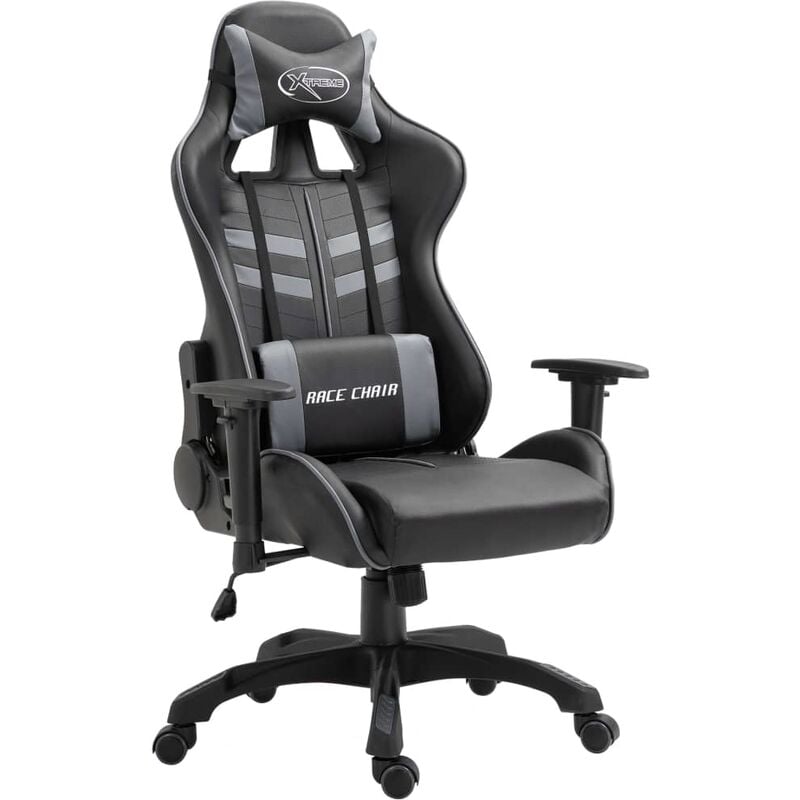 

Silla de gaming de cuero sintético gris